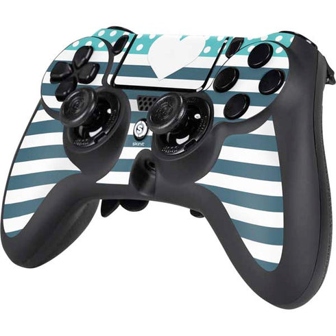 Polka Dots and Stripes Heart in Blue PS4/PC SCUF Impact Controller Skin