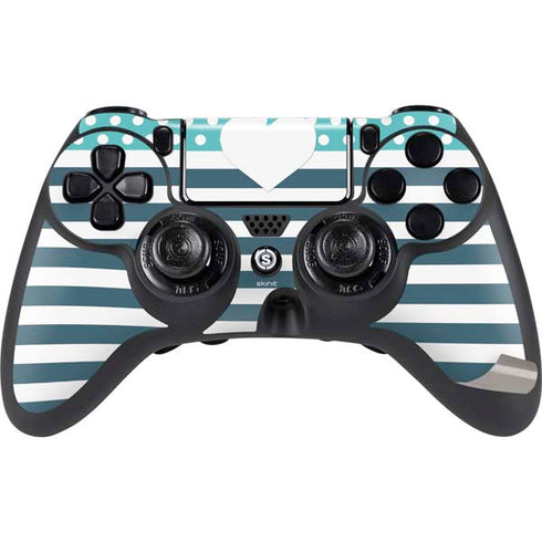 Polka Dots and Stripes Heart in Blue PS4/PC SCUF Impact Controller Skin