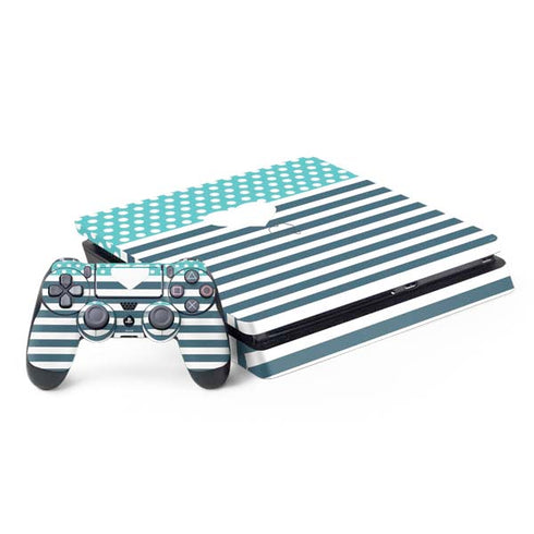 Polka Dots and Stripes Heart in Blue PS4 Slim Bundle Skin