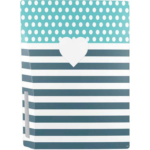 Polka Dots and Stripes Heart in Blue PS5 Console Skin
