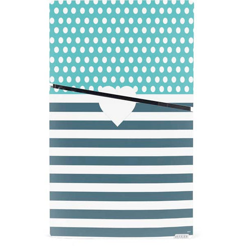 Polka Dots and Stripes Heart in Blue PS5 Slim Digital Edition Console Skin