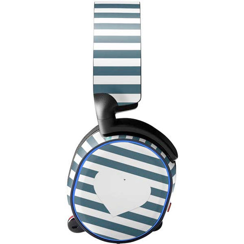 Polka Dots and Stripes Heart in Blue SteelSeries Arctis 3 Skin