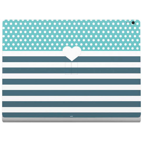 Polka Dots and Stripes Heart in Blue Surface Book 2 15in Skin