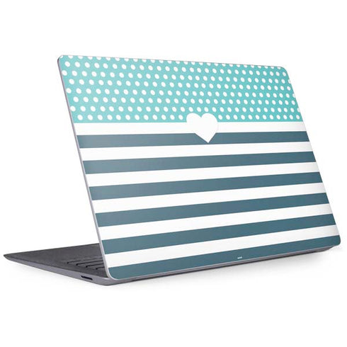 Polka Dots and Stripes Heart in Blue Surface Laptop 3 13.5in Skin