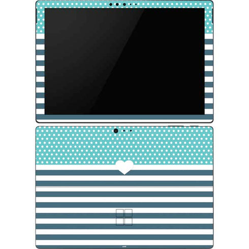 Polka Dots and Stripes Heart in Blue Surface Pro 6 Skin