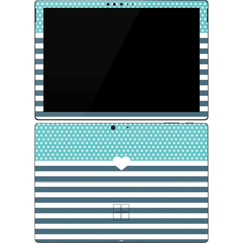 Polka Dots and Stripes Heart in Blue Surface Pro 7 Skin