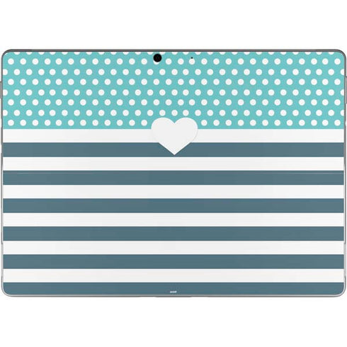 Polka Dots and Stripes Heart in Blue Surface Pro 8 Skin