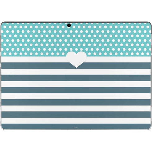 Polka Dots and Stripes Heart in Blue Surface Pro 9 Skin