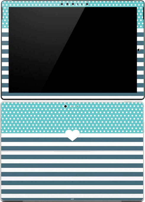 Polka Dots and Stripes Heart in Blue Surface Pro (2017) Skin