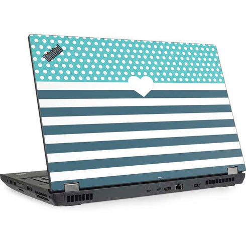 Polka Dots and Stripes Heart in Blue Lenovo ThinkPad Skin