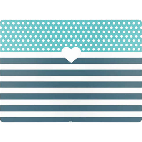 Polka Dots and Stripes Heart in Blue Universal Laptop 13in (10.6 x 7.6in) Skin