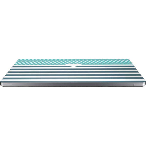 Polka Dots and Stripes Heart in Blue Universal Laptop 13in (10.6 x 7.6in) Skin