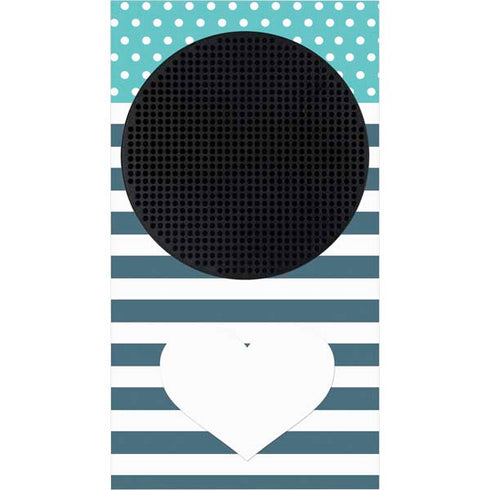 Polka Dots and Stripes Heart in Blue Xbox Series S Console Skin