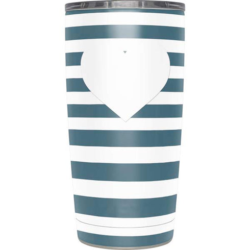 Polka Dots and Stripes Heart in Blue Yeti 20oz Tumbler Skin