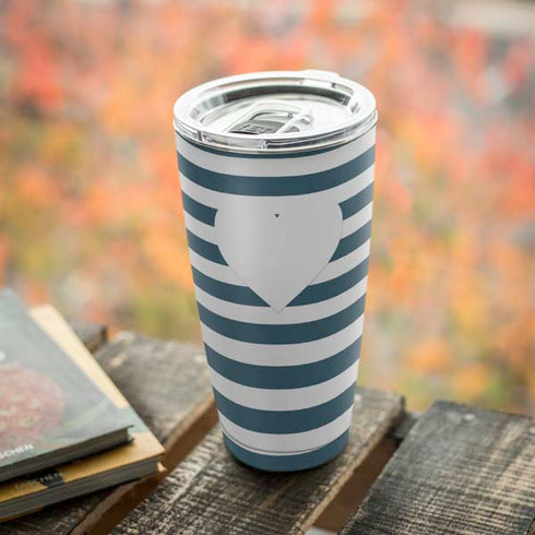 Polka Dots and Stripes Heart in Blue Yeti 20oz Tumbler Skin