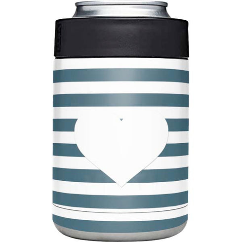 Polka Dots and Stripes Heart in Blue Yeti Colster Can Insulator Skin