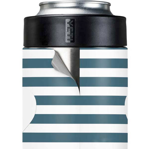 Polka Dots and Stripes Heart in Blue Yeti Colster Can Insulator Skin
