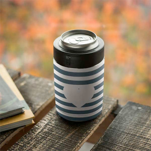 Polka Dots and Stripes Heart in Blue Yeti Colster Can Insulator Skin