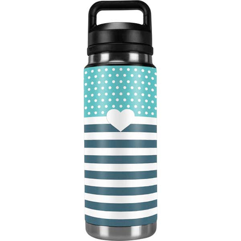 Polka Dots and Stripes Heart in Blue YETI Rambler 26oz Bottle Skin