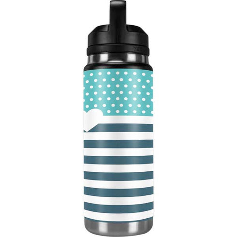 Polka Dots and Stripes Heart in Blue YETI Rambler 26oz Bottle Skin