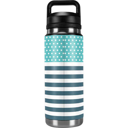 Polka Dots and Stripes Heart in Blue YETI Rambler 26oz Bottle Skin