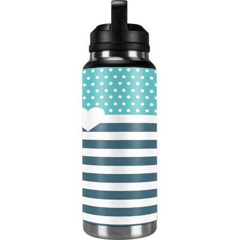 Polka Dots and Stripes Heart in Blue YETI Rambler 36oz Bottle Skin