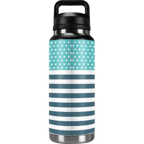 Polka Dots and Stripes Heart in Blue YETI Rambler 36oz Bottle Skin