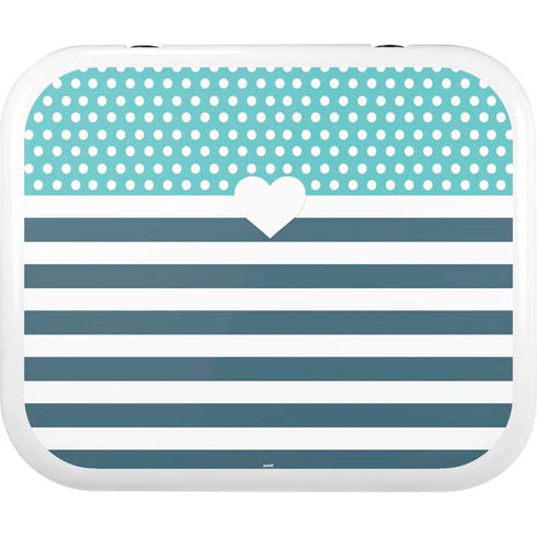 Polka Dots and Stripes Heart in Blue YETI Roadie 24 Hard Cooler Skin