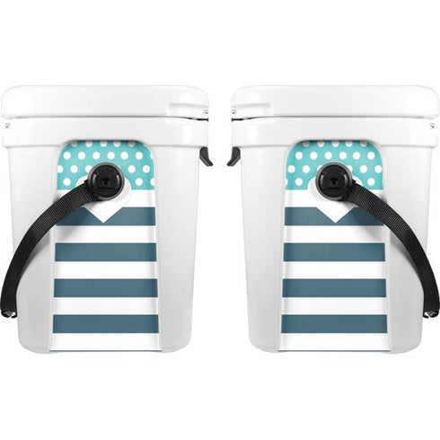 Polka Dots and Stripes Heart in Blue YETI Roadie 24 Hard Cooler Skin