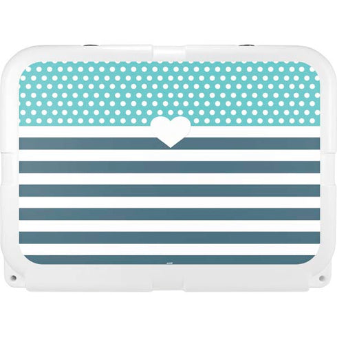 Polka Dots and Stripes Heart in Blue YETI Tundra 35 Hard Cooler Skin
