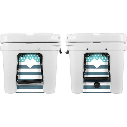 Polka Dots and Stripes Heart in Blue YETI Tundra 35 Hard Cooler Skin