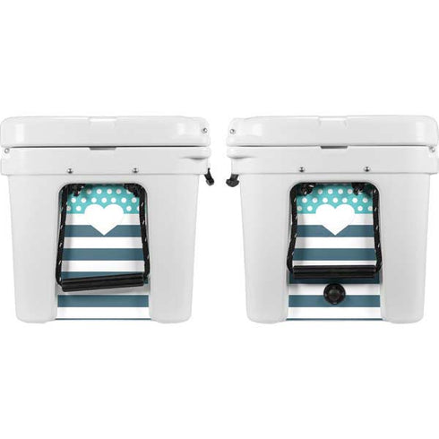 Polka Dots and Stripes Heart in Blue YETI Tundra 45 Hard Cooler Skin