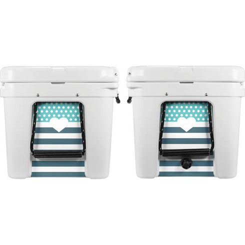 Polka Dots and Stripes Heart in Blue YETI Tundra 75 Hard Cooler Skin
