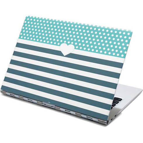 Polka Dots and Stripes Heart in Blue Yoga 910 2-in-1 14in Touch-Screen Skin