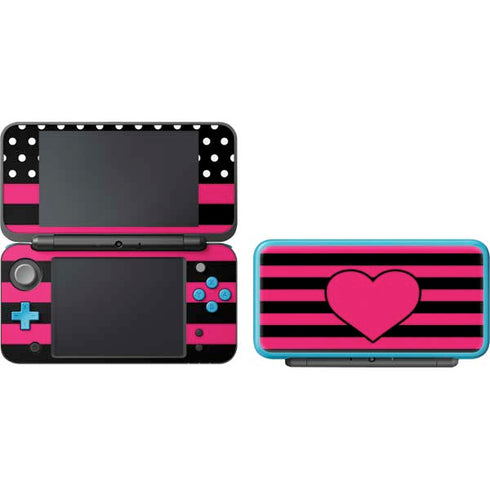 Polka Dots and Stripes Heart in Pink Nintendo 2DS XL (2017) Skin