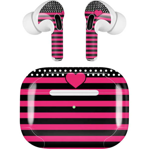 Polka Dots and Stripes Heart in Pink AirPods Pro 2nd Gen Skin