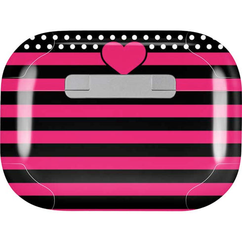 Polka Dots and Stripes Heart in Pink AirPods Pro 2nd Gen Skin