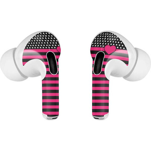 Polka Dots and Stripes Heart in Pink AirPods Pro 2nd Gen Skin