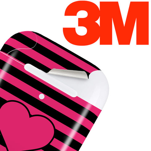 Polka Dots and Stripes Heart in Pink Apple AirPods 2 Skin