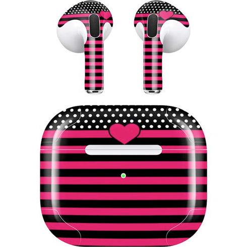 Polka Dots and Stripes Heart in Pink Apple AirPods (3rd Gen 2021) Skin