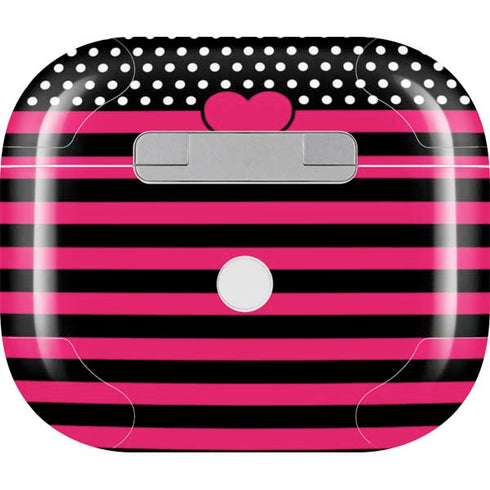 Polka Dots and Stripes Heart in Pink Apple AirPods (3rd Gen 2021) Skin