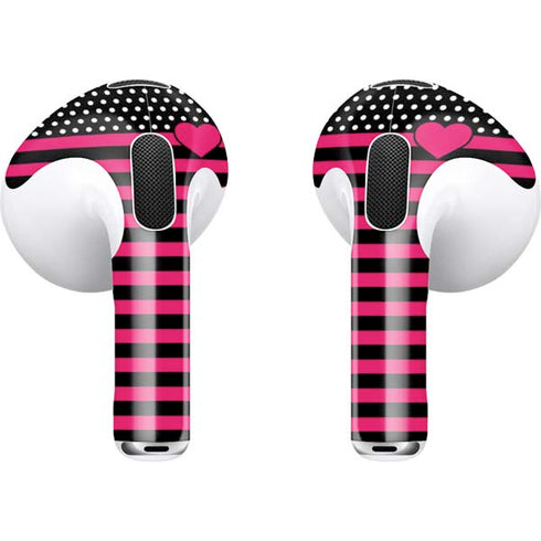 Polka Dots and Stripes Heart in Pink Apple AirPods (3rd Gen 2021) Skin
