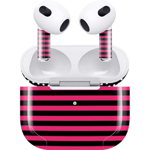 Polka Dots and Stripes Heart in Pink Apple AirPods (3rd Gen 2021) Skin