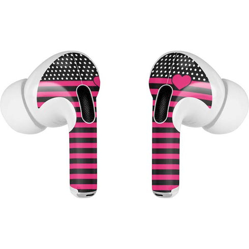 Polka Dots and Stripes Heart in Pink Apple AirPods Pro Skin