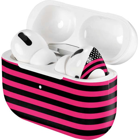 Polka Dots and Stripes Heart in Pink Apple AirPods Pro Skin