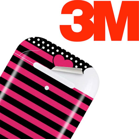 Polka Dots and Stripes Heart in Pink Apple AirPods Skin