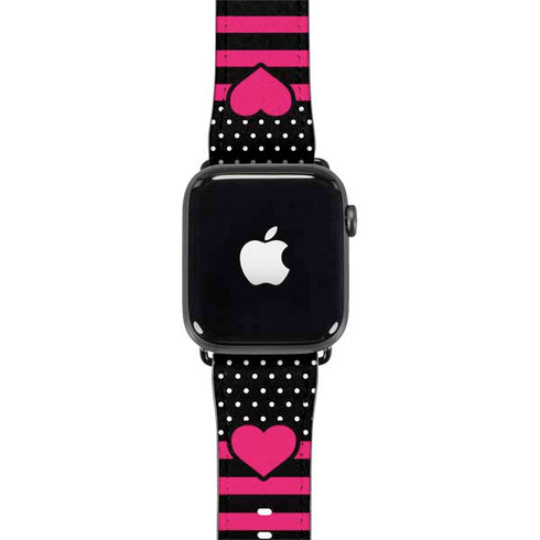 Polka Dots and Stripes Heart in Pink Apple Watch Band 38-40mm
