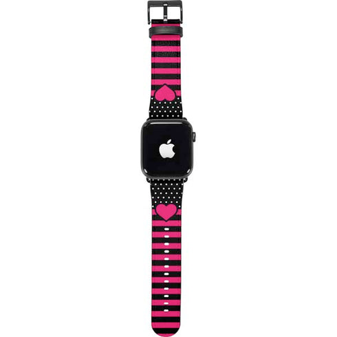 Polka Dots and Stripes Heart in Pink Apple Watch Band 38-40mm