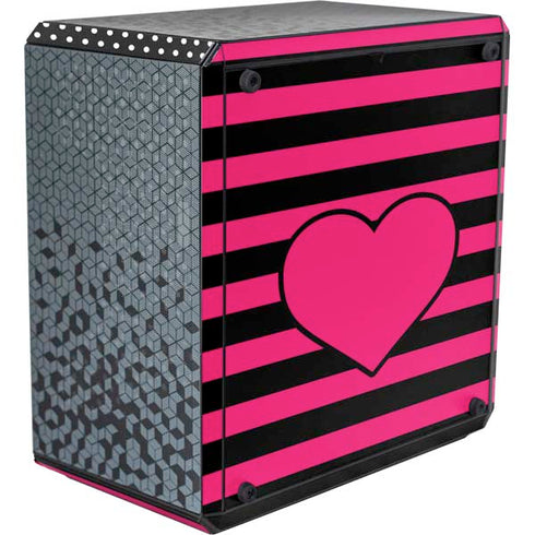 Polka Dots and Stripes Heart in Pink Cooler Master MasterBox Q300L Mini Tower Skin