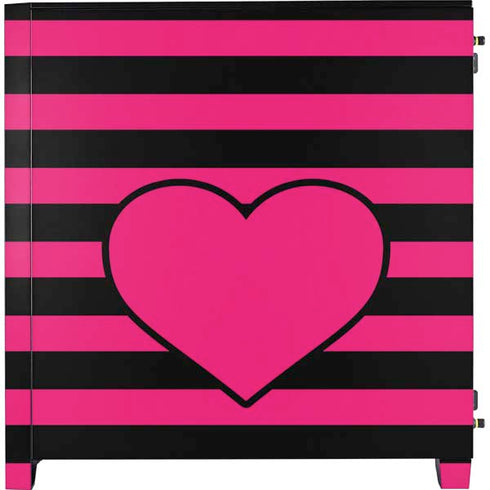 Polka Dots and Stripes Heart in Pink Corsair 4000D Tempered Glass Mid-Tower ATX Case Skin